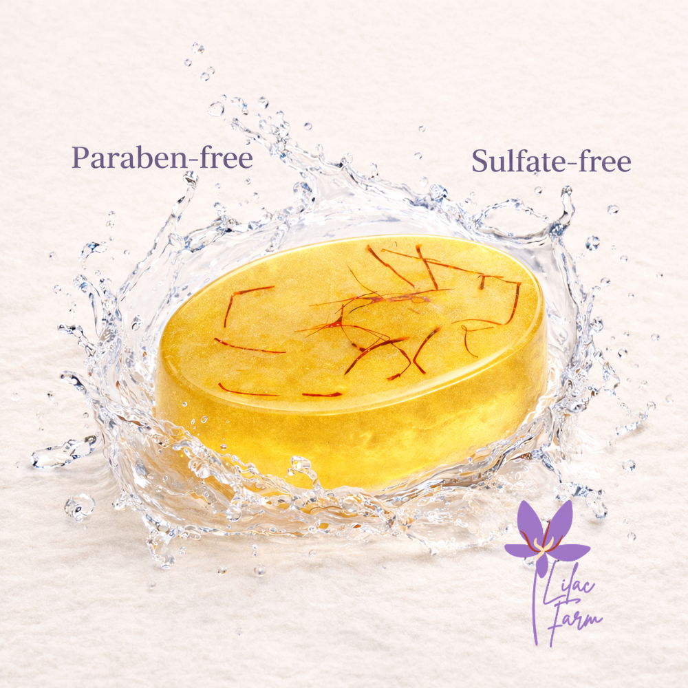 Paraben-free sulfate-free saffron glycerin soap with water splash, mild and skin-friendly formula